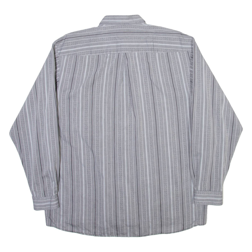 GOLDRESS Mens Shirt Grey Striped Long Sleeve L