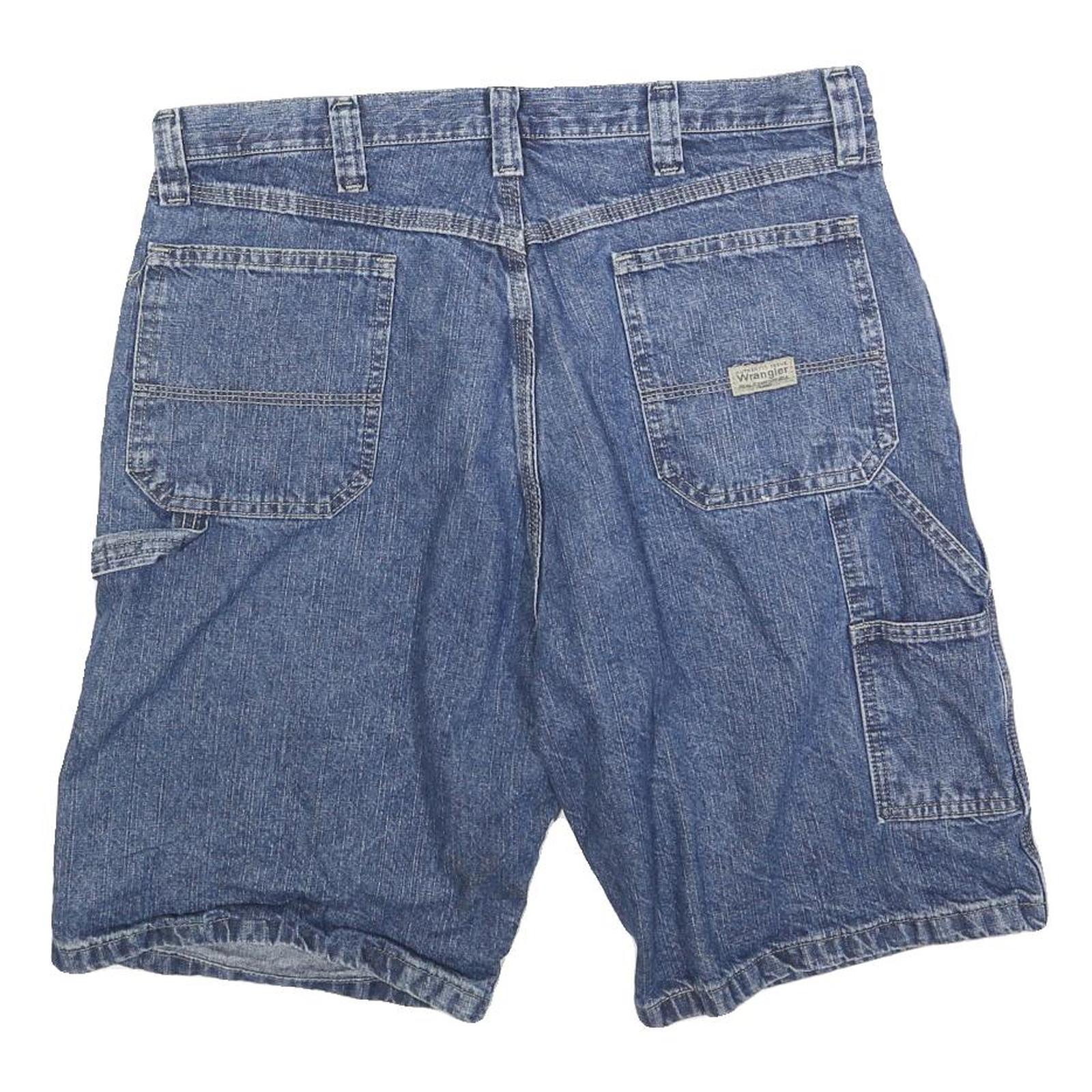 WRANGLER Mens Denim Blue Casual Shorts L W36 Comfortable Cotton Blend