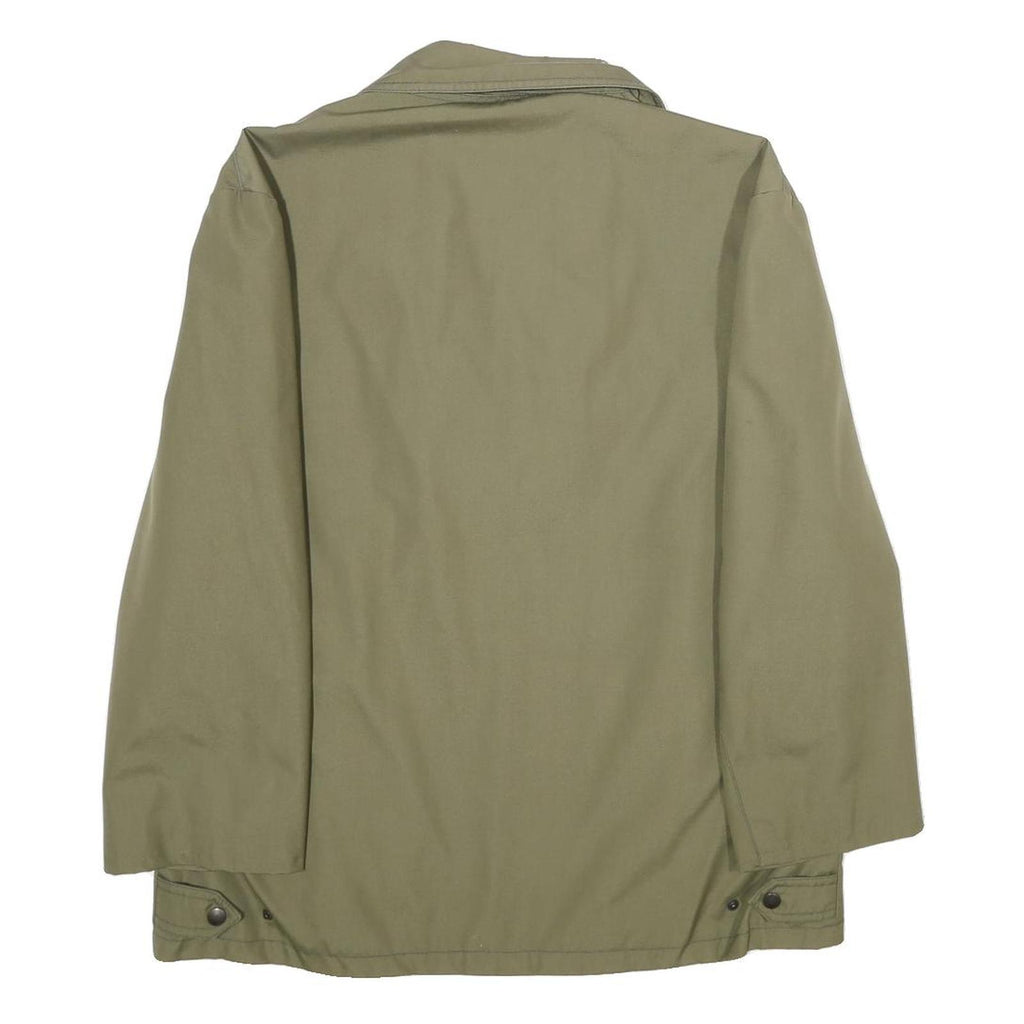 Mens Green Polyester Blend Classic Jacket L Zip Plain Casual Outerwear