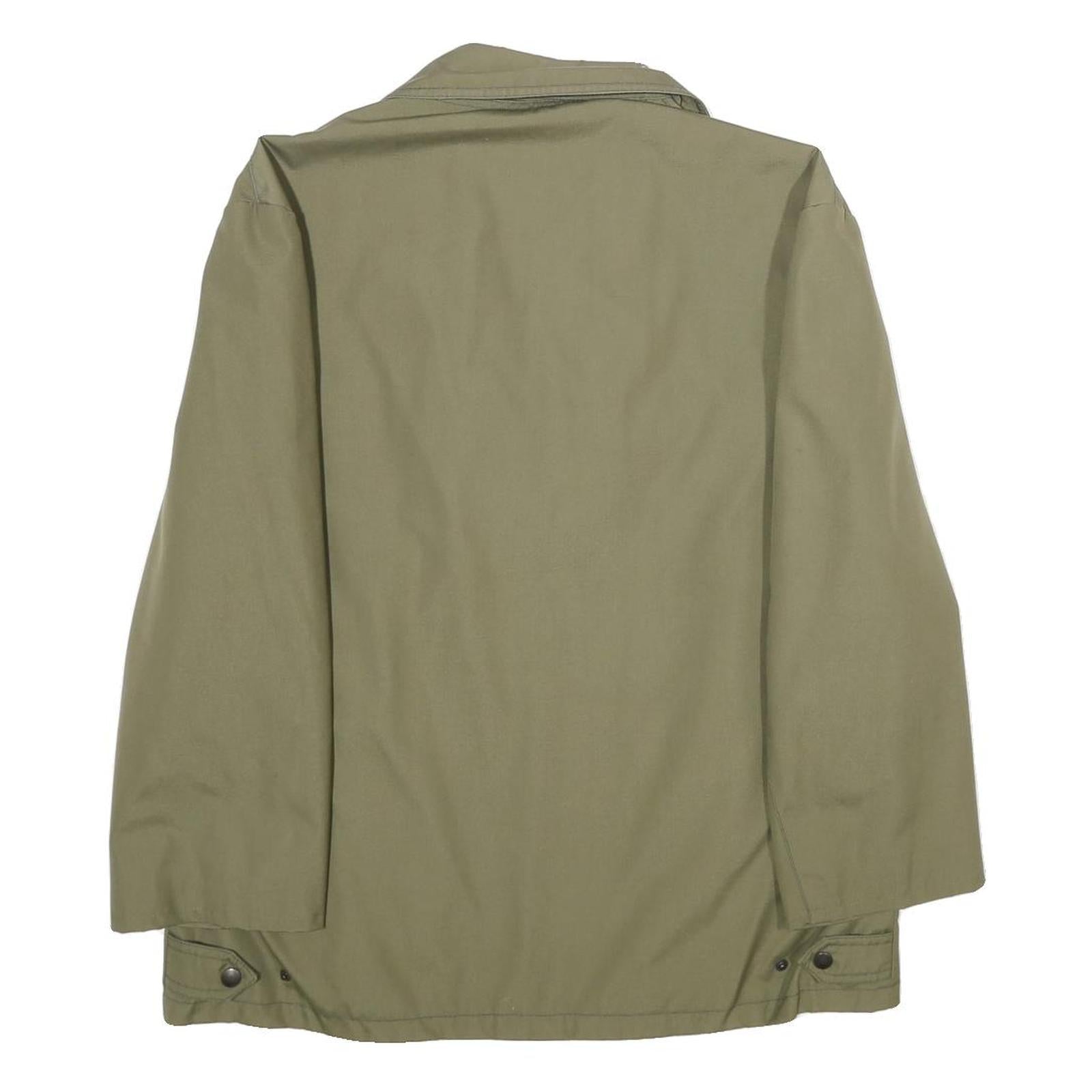 Mens Green Polyester Blend Classic Jacket L Zip Plain Casual Outerwear