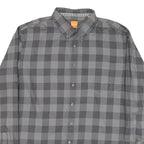 BOSS Mens Grey Check Shirt XL Button-Down Collar Long Sleeve Cotton Blend Smart