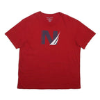 NAUTICA Mens Red Graphic T-Shirt XL Short Sleeve Crew Neck Cotton Blend