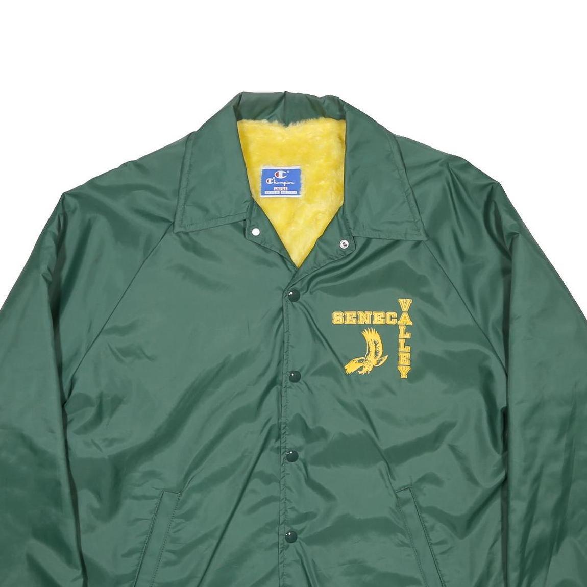 CHAMPION Mens Green Yellow Seneca Valley Coach Jacket L Synthetic Button Plain