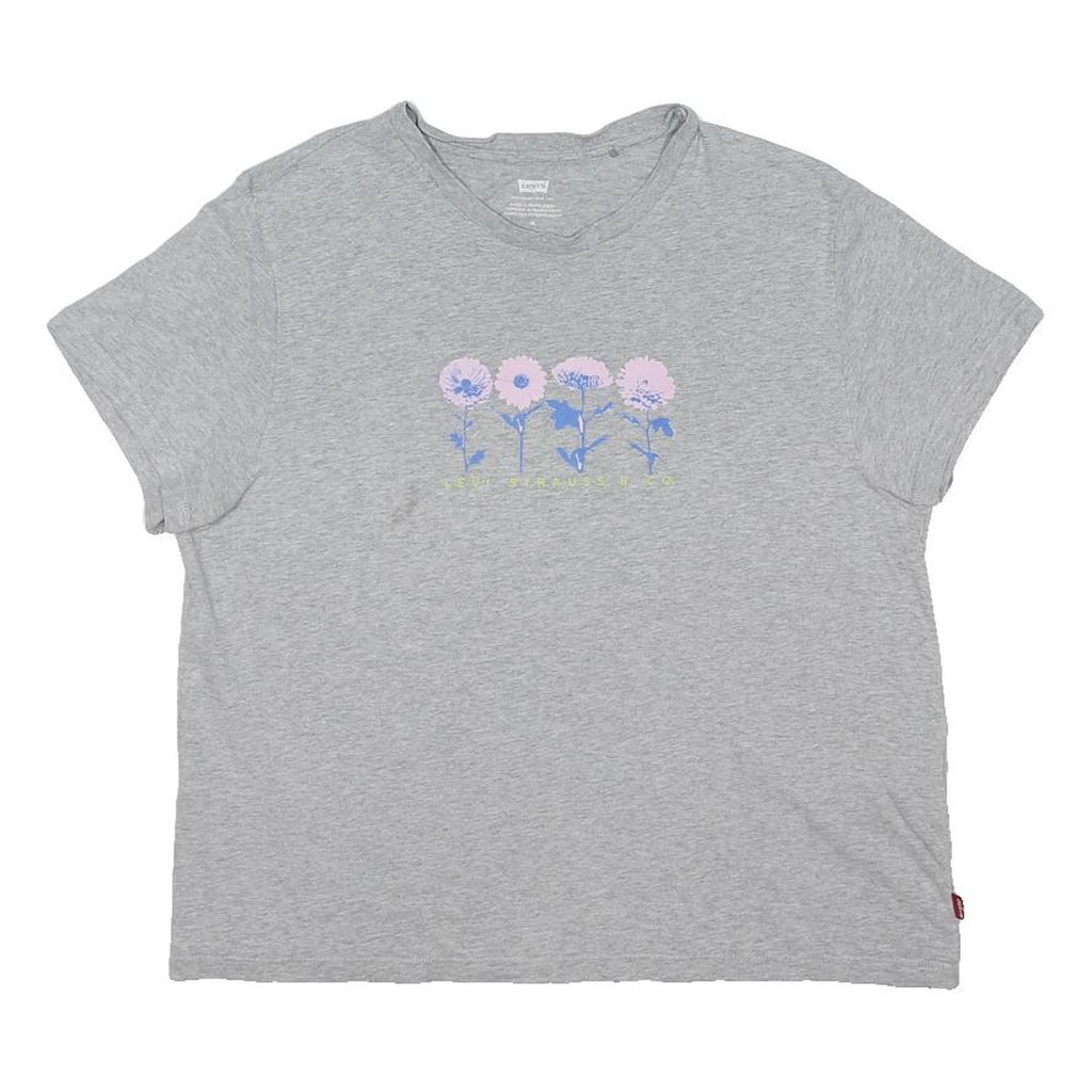 LEVI'S Womens Grey Graphic T-Shirt M Short Sleeve Round Neck Cotton Blend Floral