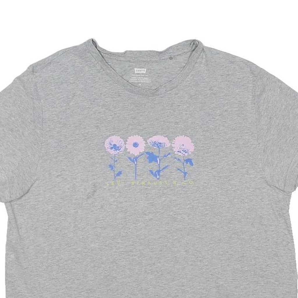 LEVI'S Womens Grey Graphic T-Shirt M Short Sleeve Round Neck Cotton Blend Floral