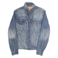 LEVI'S Mens Blue Denim Jacket S Cotton Plain Button Closure Classic Fit