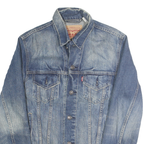 LEVI'S Mens Blue Denim Jacket S Cotton Plain Button Closure Classic Fit
