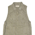 HOLLISTER Womens Shirt Green Collared Sleeveless S