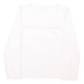 THE LITTLE WHITE COMPANY Girls White Cotton Blend Long Sleeve Crew Neck Top 9Y