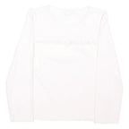 THE LITTLE WHITE COMPANY Girls White Cotton Blend Long Sleeve Crew Neck Top 9Y