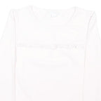THE LITTLE WHITE COMPANY Girls White Cotton Blend Long Sleeve Crew Neck Top 9Y