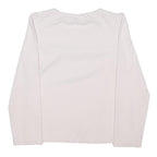 THE LITTLE WHITE COMPANY Girls White Cotton Blend Long Sleeve Crew Neck Top 9Y