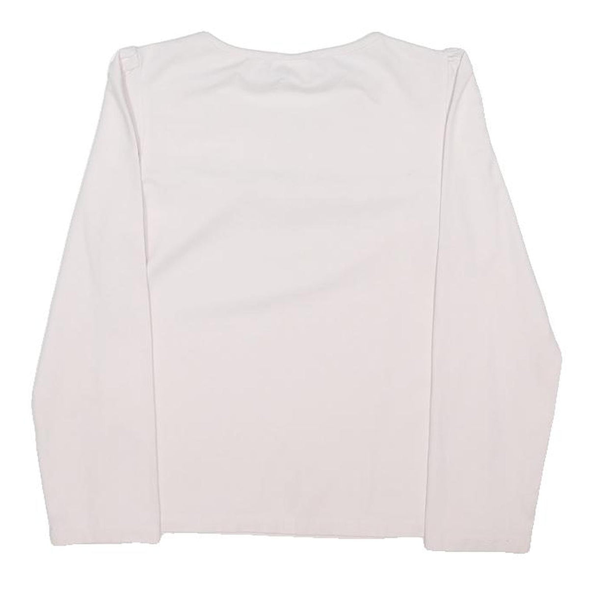 THE LITTLE WHITE COMPANY Girls White Cotton Blend Long Sleeve Crew Neck Top 9Y