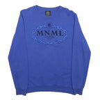 MNML Womens Blue Sweatshirt Crew Neck S Cotton Pullover Logo Print Casual
