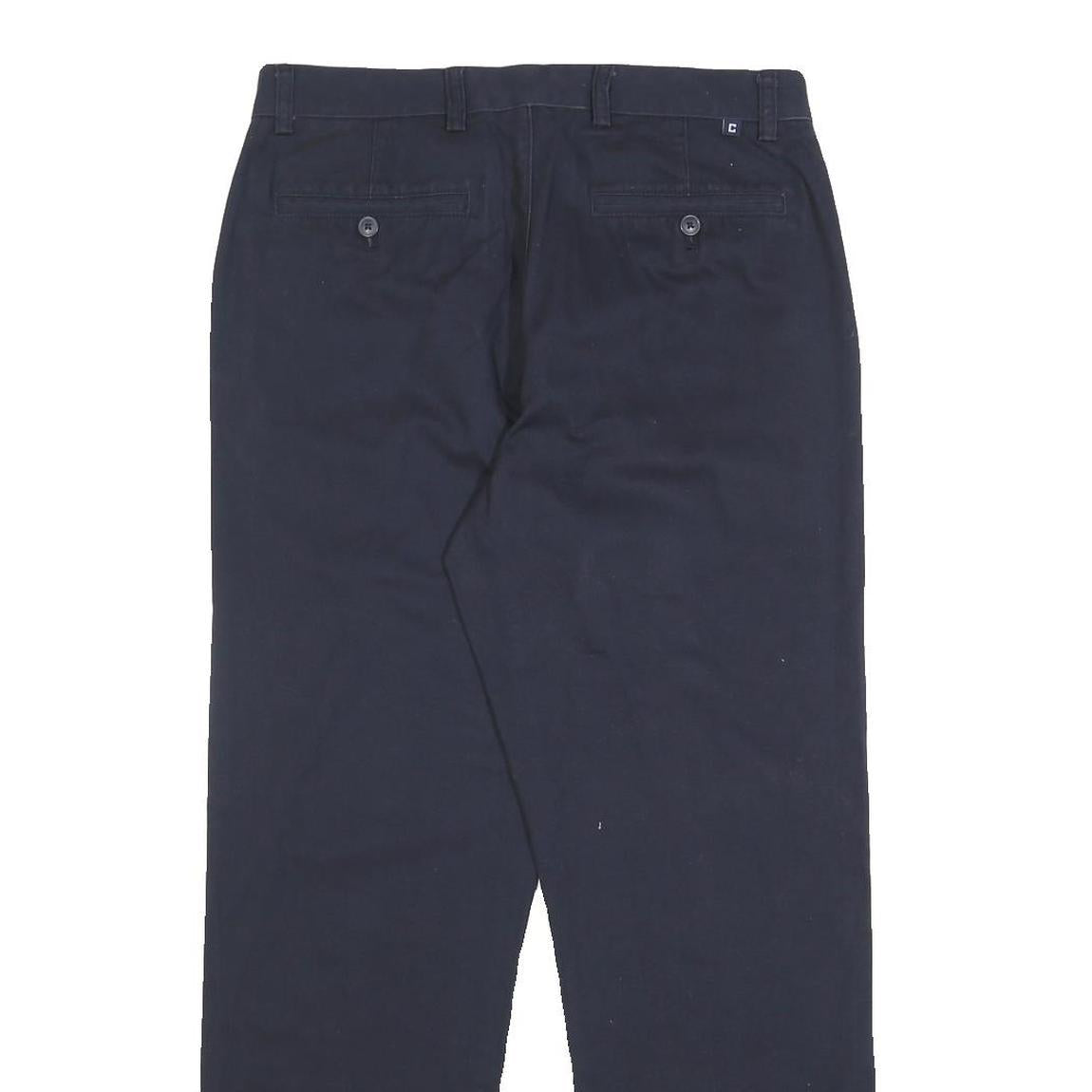 CHAPS Mens Cotton Navy Slim Straight Trousers W32 L30 Classic Zip Closure