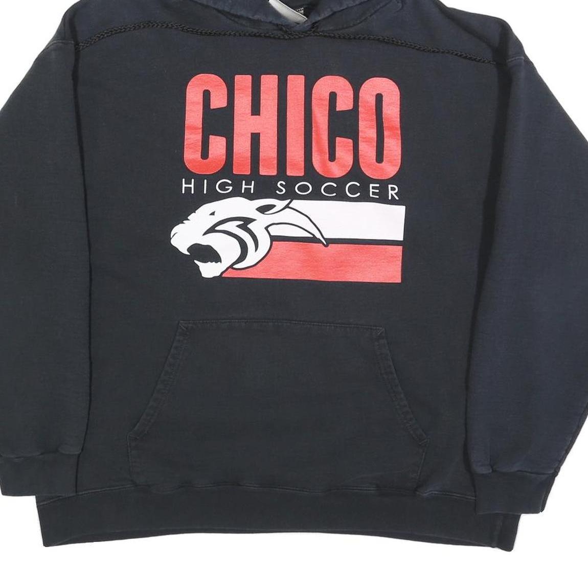 HANES Mens Black Chico High Soccer Pullover Hoodie L Comfortable Cotton Blend