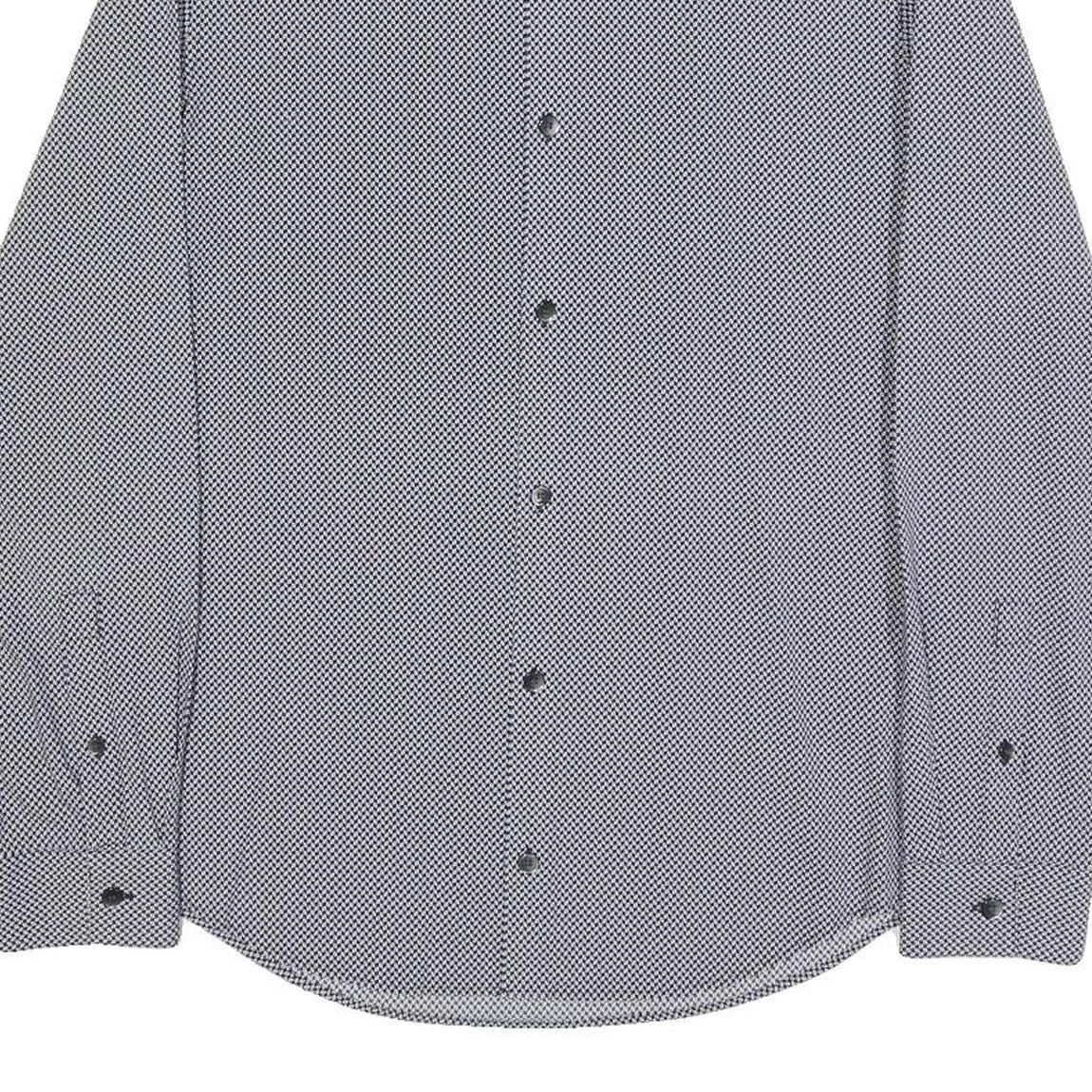 CALVIN KLEIN Mens Blue & White Patterned Shirt S Cotton Blend Smart Casual