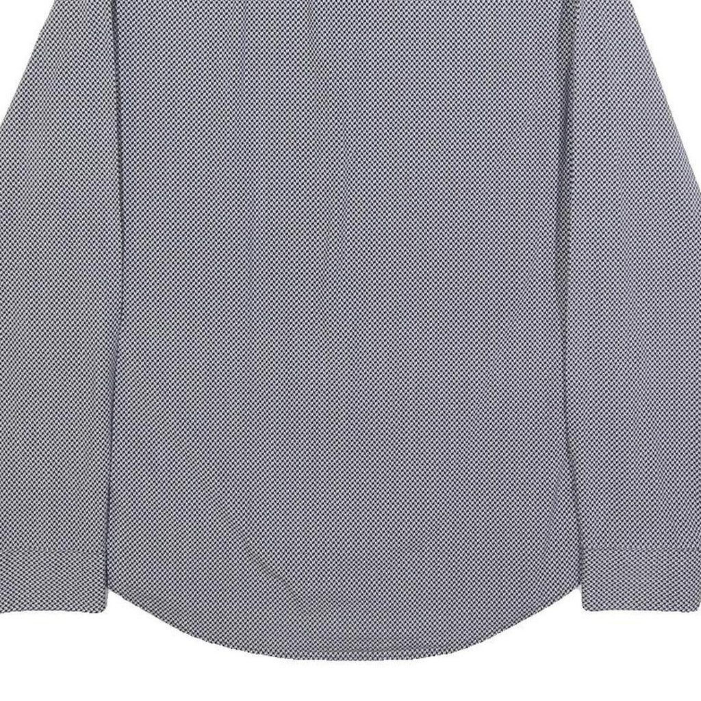 CALVIN KLEIN Mens Blue & White Patterned Shirt S Cotton Blend Smart Casual