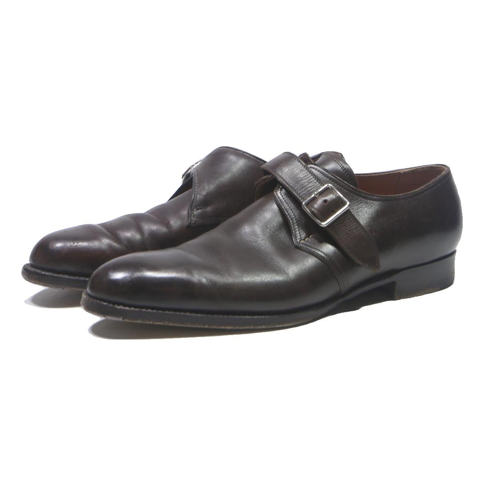 MICHAEL JONDRAT Mens Leather Monk Strap Shoes Dark Brown UK 8 Classic Formal