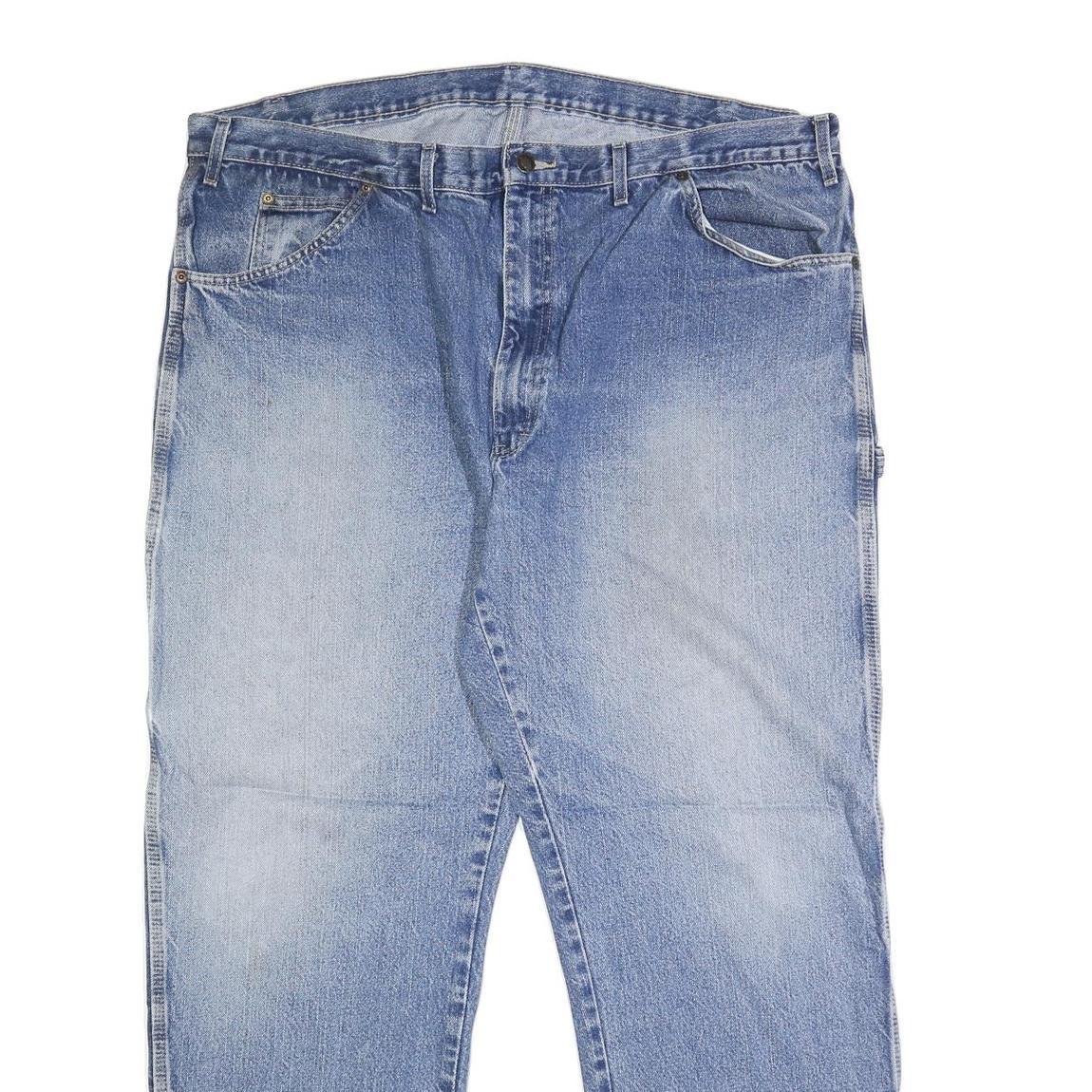 DICKIES Mens Blue Regular Fit Denim Jeans W44 L32 Workwear Zip Closure