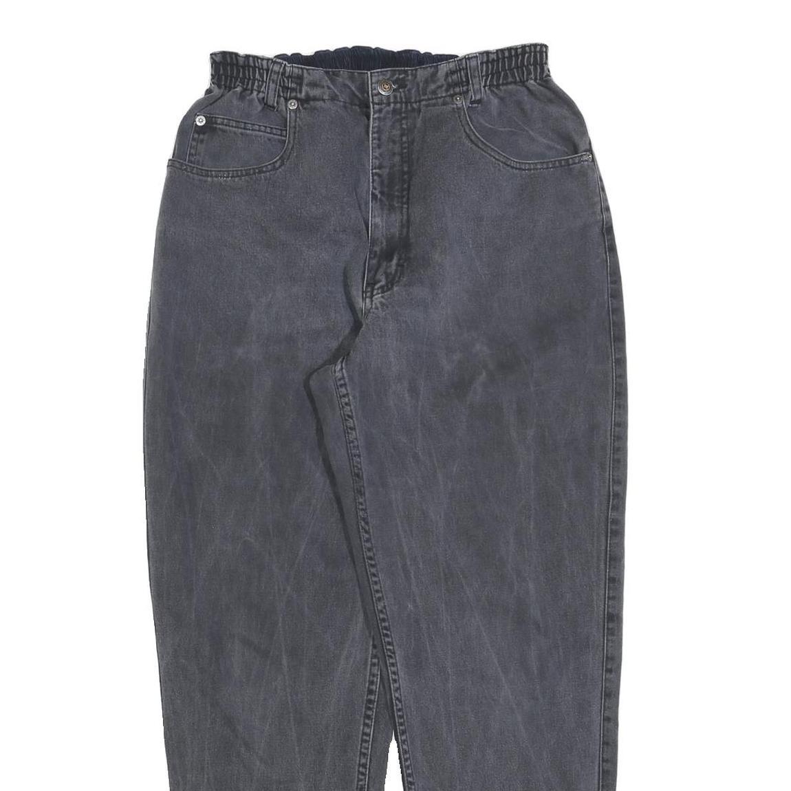 TEDDYS Womens Relaxed Jeans Black Denim Rinse W28 L30 Elastic Waistband Zip
