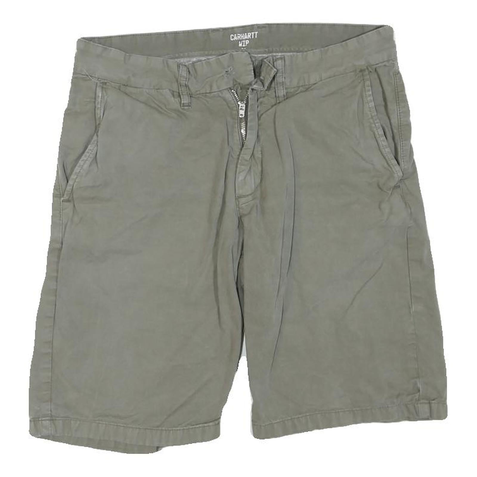 CARHARTT Mens Shorts Green Casual Cotton Blend M W31 Relaxed Fit Zipper