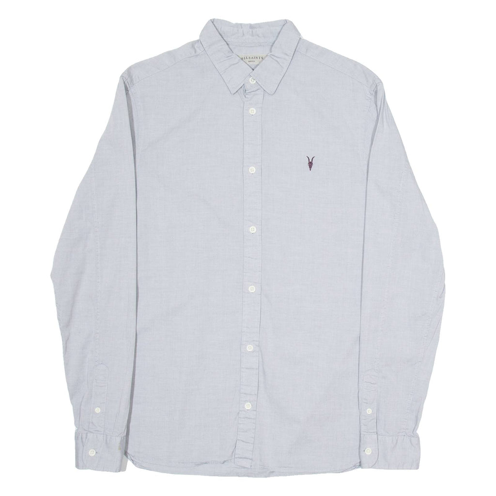 ALL SAINTS Mens Plain Shirt Grey Long Sleeve S