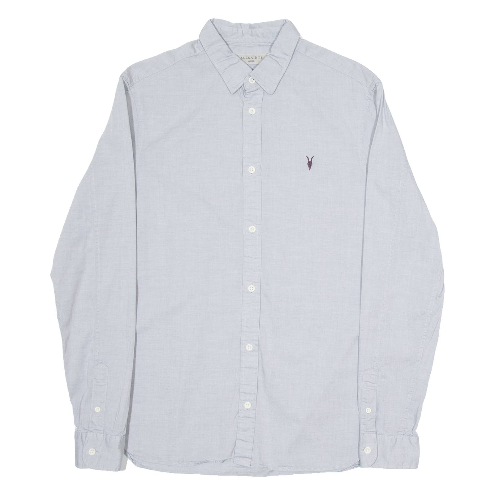 ALL SAINTS Mens Plain Shirt Grey Long Sleeve S