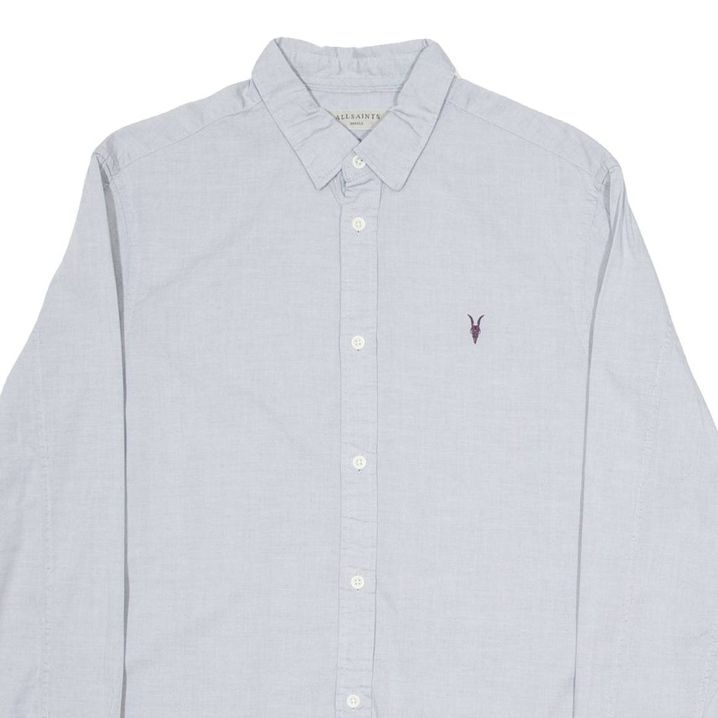 ALL SAINTS Mens Plain Shirt Grey Long Sleeve S