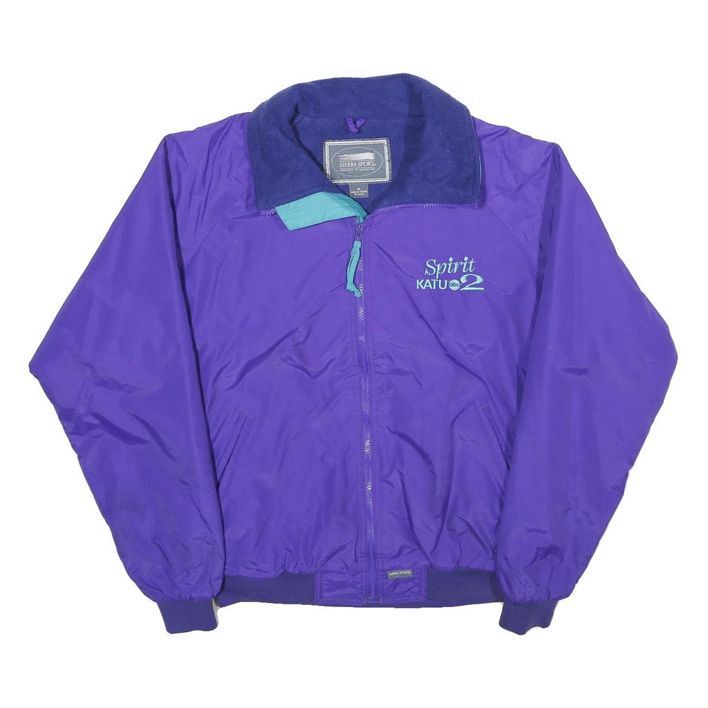SIERRA SPORT Mens Purple Outdoor Jacket M Nylon Plain Zip Collar