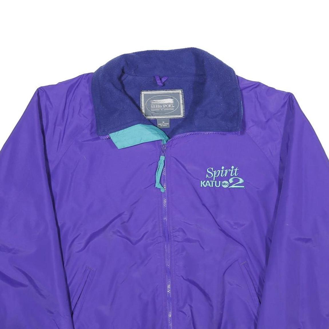 SIERRA SPORT Mens Purple Outdoor Jacket M Nylon Plain Zip Collar