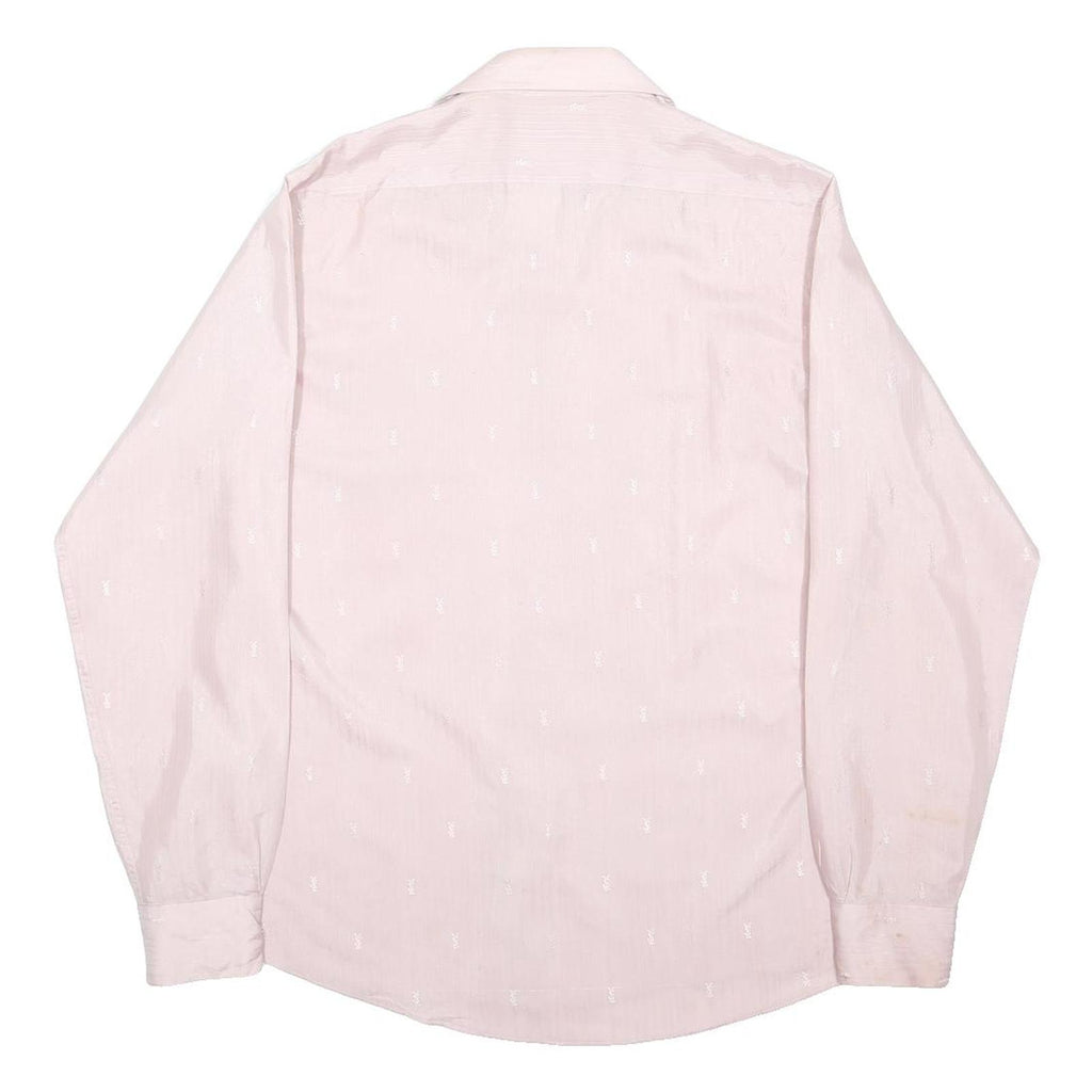 YVES SAINT LAURENT Mens Pink Plain Shirt M Cotton Blend Point Collar Luxury