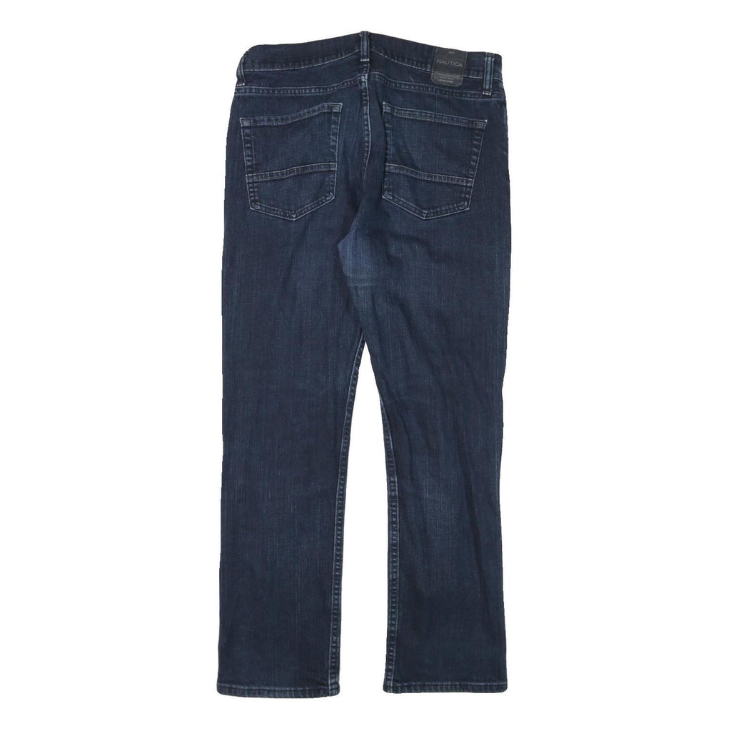 NAUTICA Mens Jeans Dark Blue Regular Straight Denim Medium W33 L30 Zip Casual