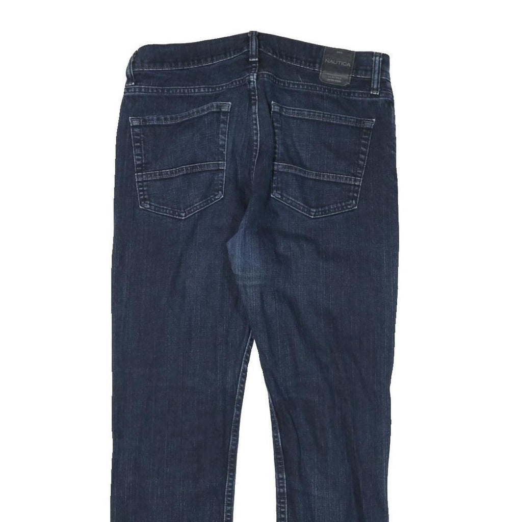 NAUTICA Mens Jeans Dark Blue Regular Straight Denim Medium W33 L30 Zip Casual