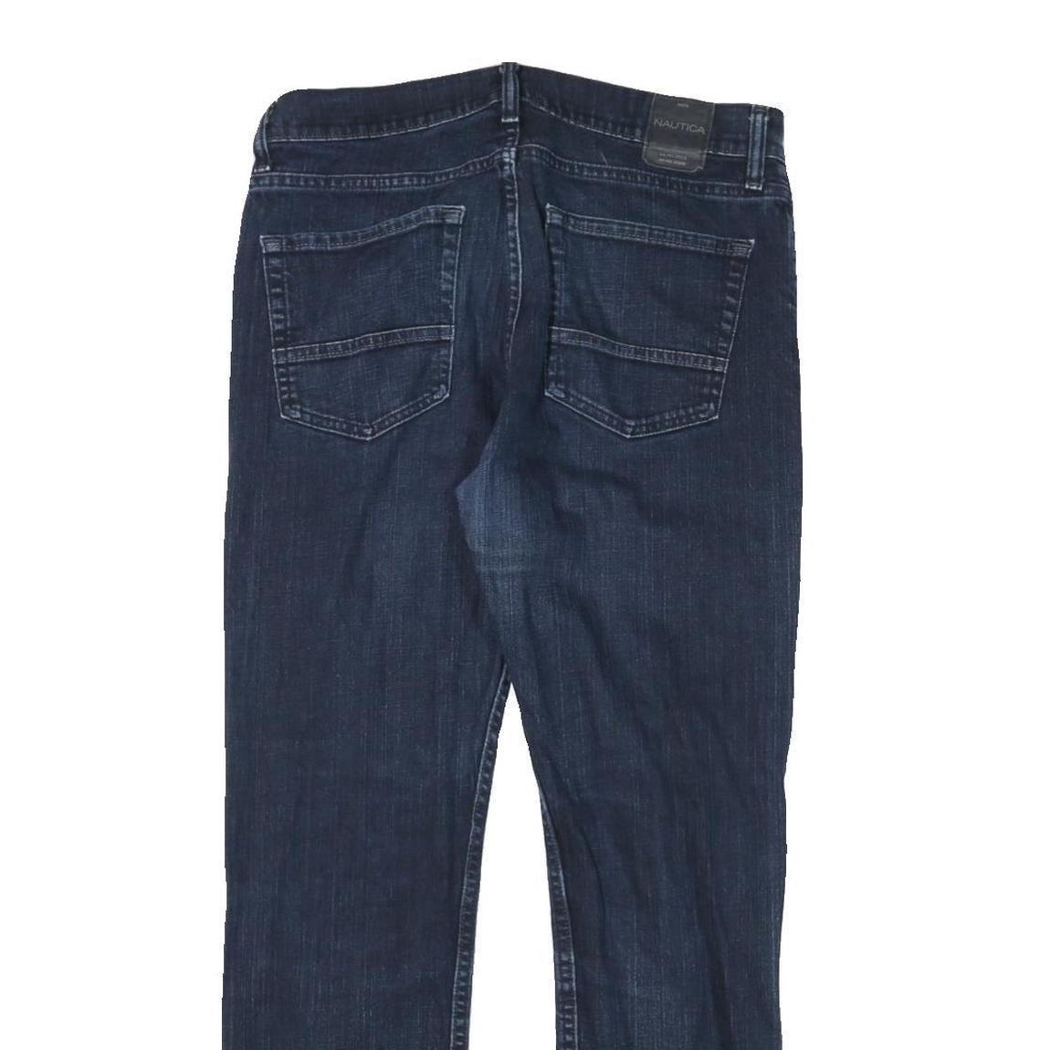 NAUTICA Mens Jeans Dark Blue Regular Straight Denim Medium W33 L30 Zip Casual