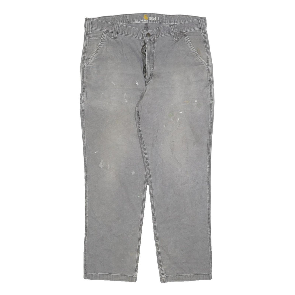 CARHARTT Mens Relaxed Fit Grey Workwear Cotton Blend Jeans W40 L32 Durable Zip