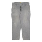 CARHARTT Mens Relaxed Fit Grey Workwear Cotton Blend Jeans W40 L32 Durable Zip