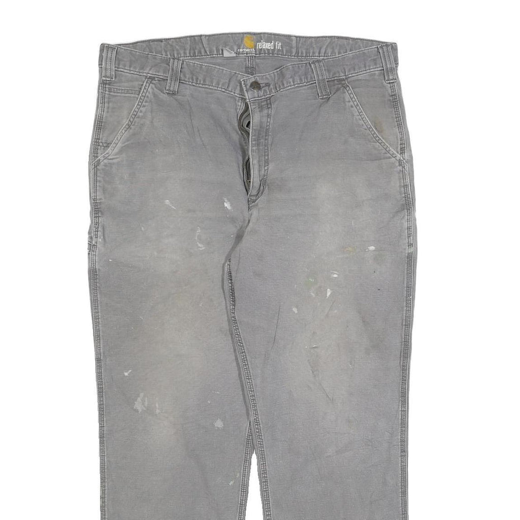CARHARTT Mens Relaxed Fit Grey Workwear Cotton Blend Jeans W40 L32 Durable Zip