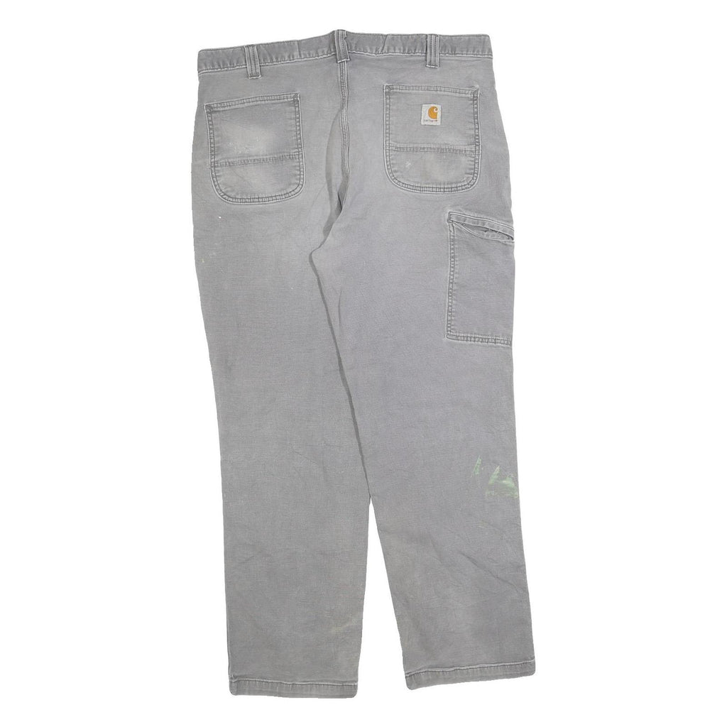 CARHARTT Mens Relaxed Fit Grey Workwear Cotton Blend Jeans W40 L32 Durable Zip