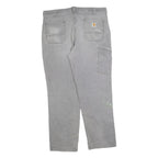 CARHARTT Mens Relaxed Fit Grey Workwear Cotton Blend Jeans W40 L32 Durable Zip