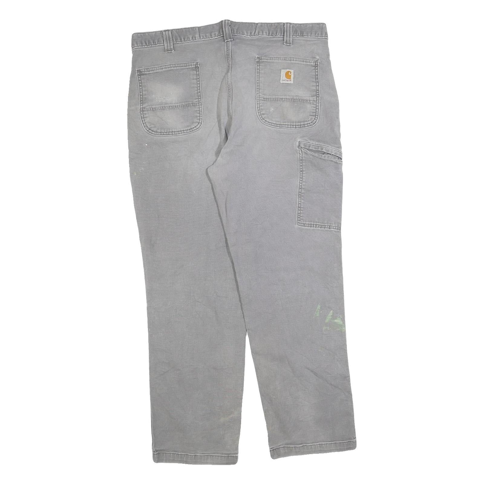 CARHARTT Mens Relaxed Fit Grey Workwear Cotton Blend Jeans W40 L32 Durable Zip