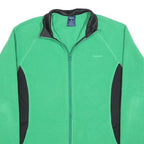 REEBOK Womens Green & Black Zip Jacket M Polyester Plain Sports Activewear