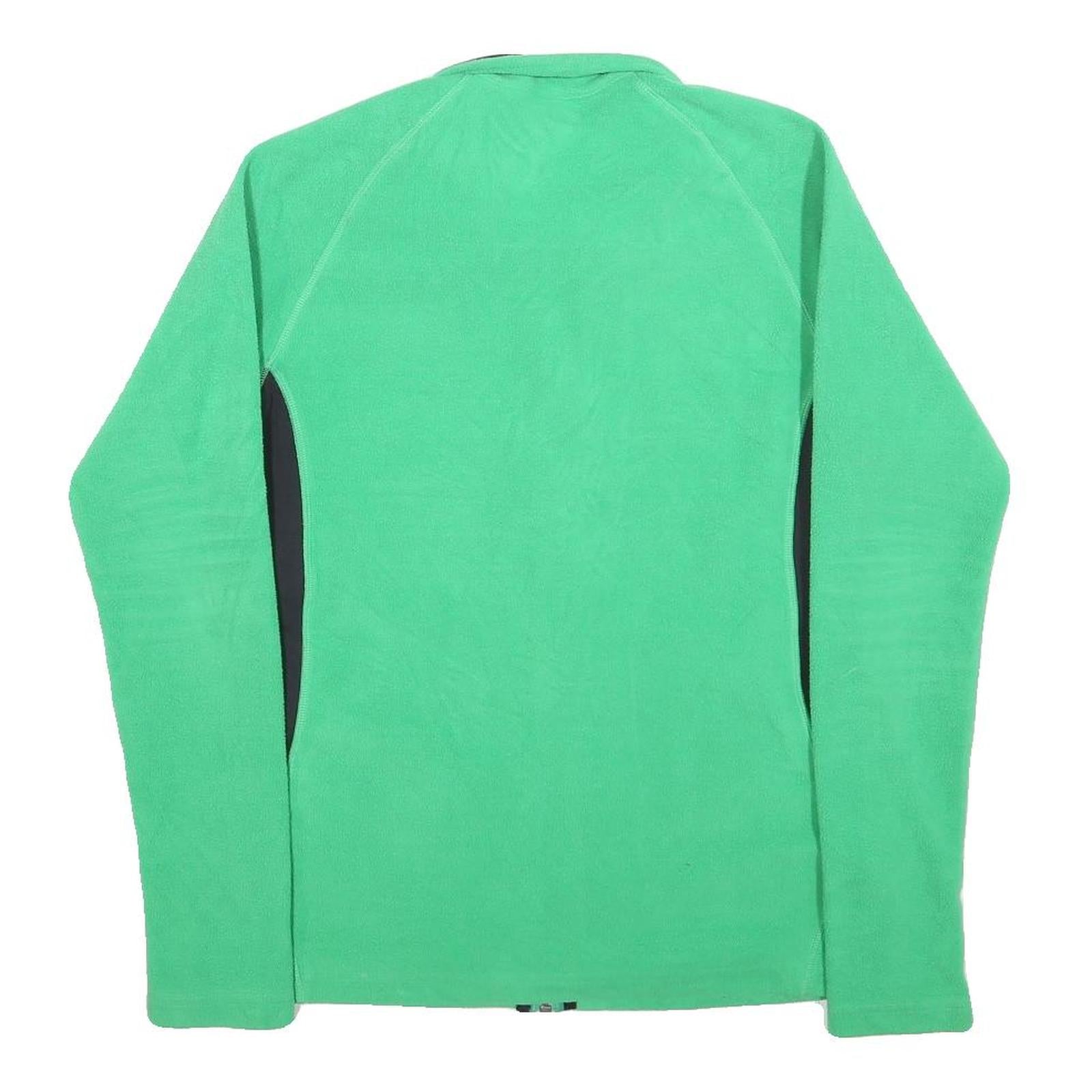 REEBOK Womens Green & Black Zip Jacket M Polyester Plain Sports Activewear