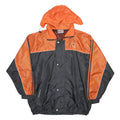 USA SPORTS Mens Orange & Black Nylon Track Jacket L Zip Hooded Casual