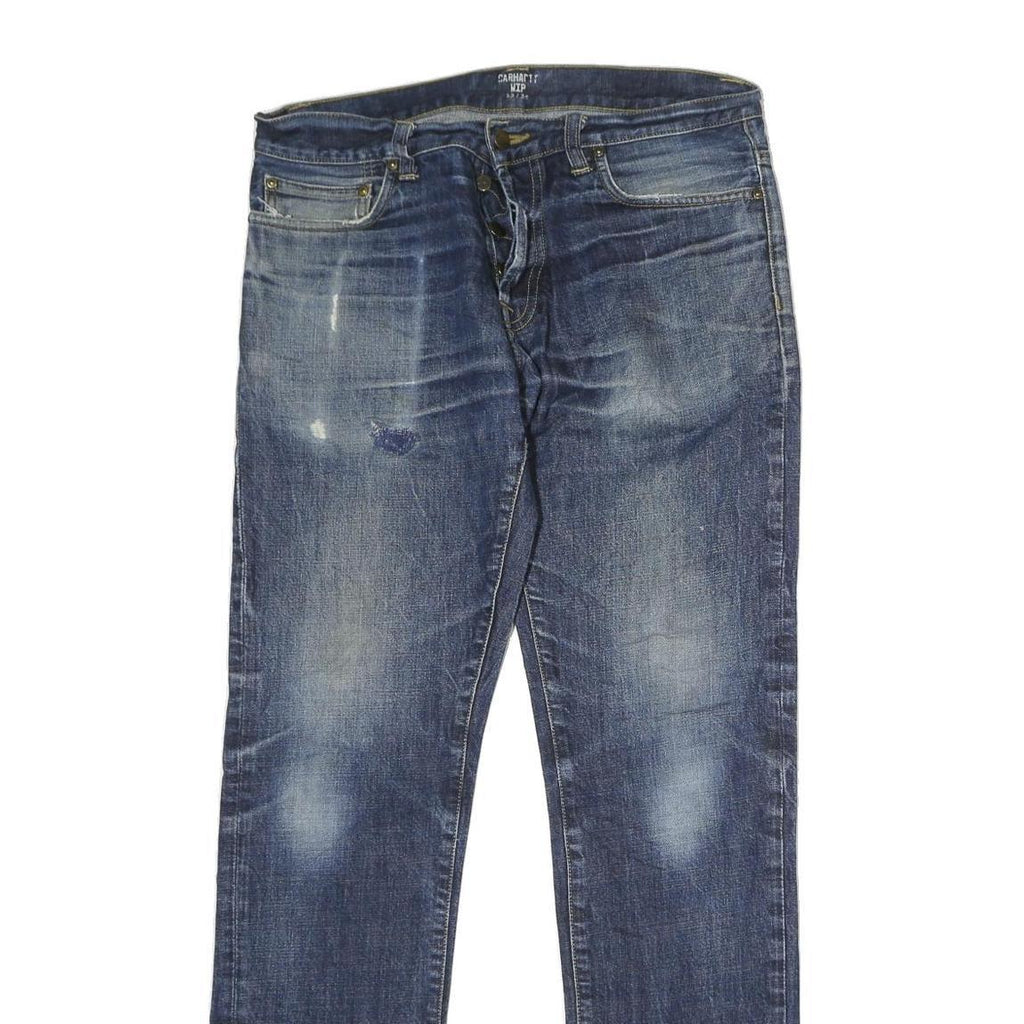 CARHARTT WIP Mens Jeans Blue Slim Straight Denim Medium W34 L30 Casual Wear