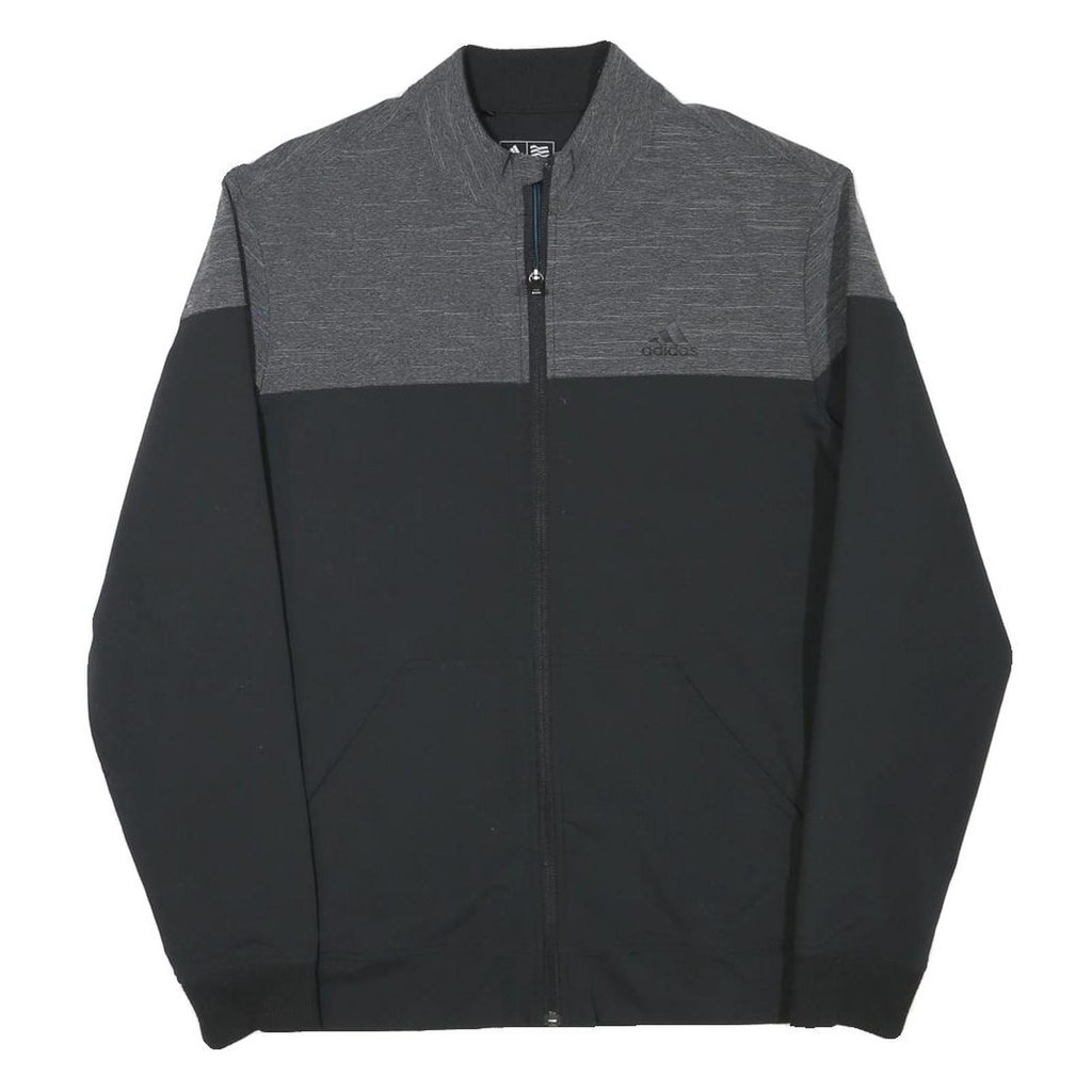 ADIDAS Mens Black & Grey Sports Zip Jacket S Polyester Blend Plain Stylish