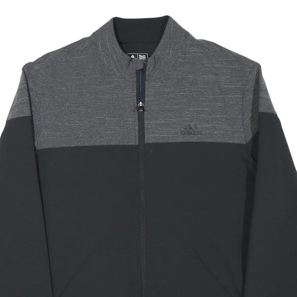 ADIDAS Mens Black & Grey Sports Zip Jacket S Polyester Blend Plain Stylish
