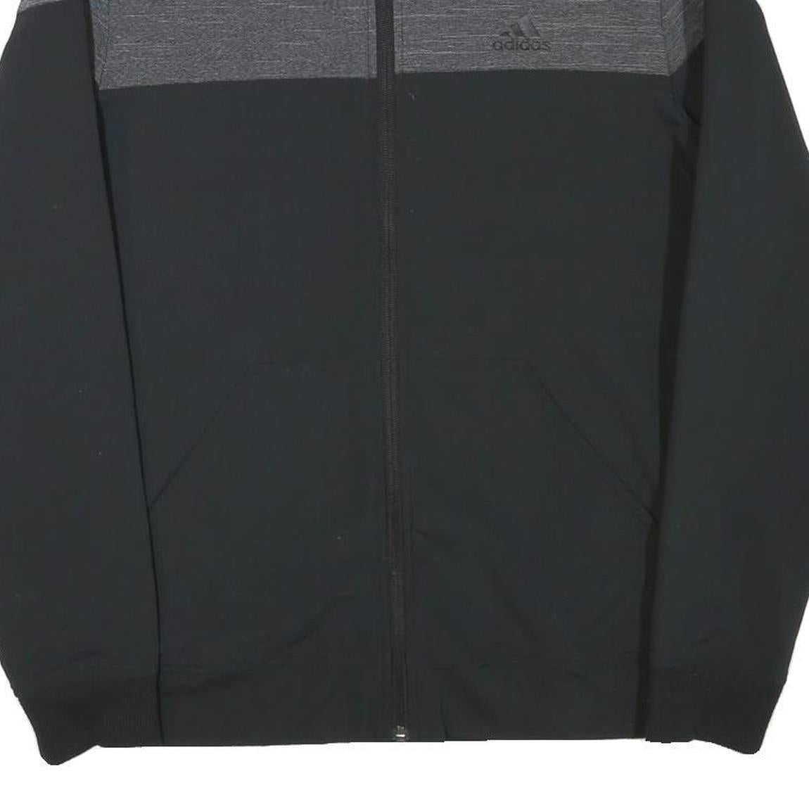 ADIDAS Mens Black & Grey Sports Zip Jacket S Polyester Blend Plain Stylish