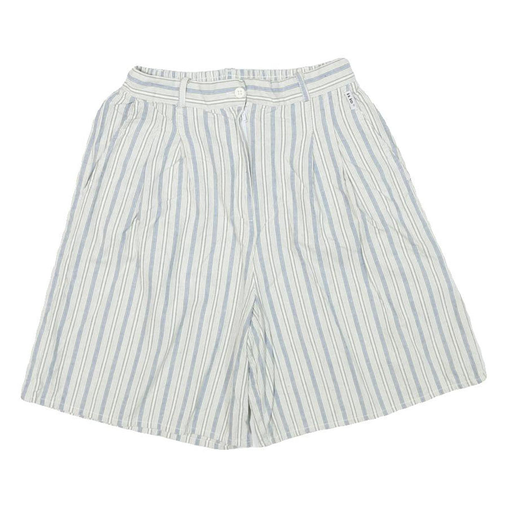ILIO Womens Shorts White & Blue Striped Casual XXS W24 Cotton Blend