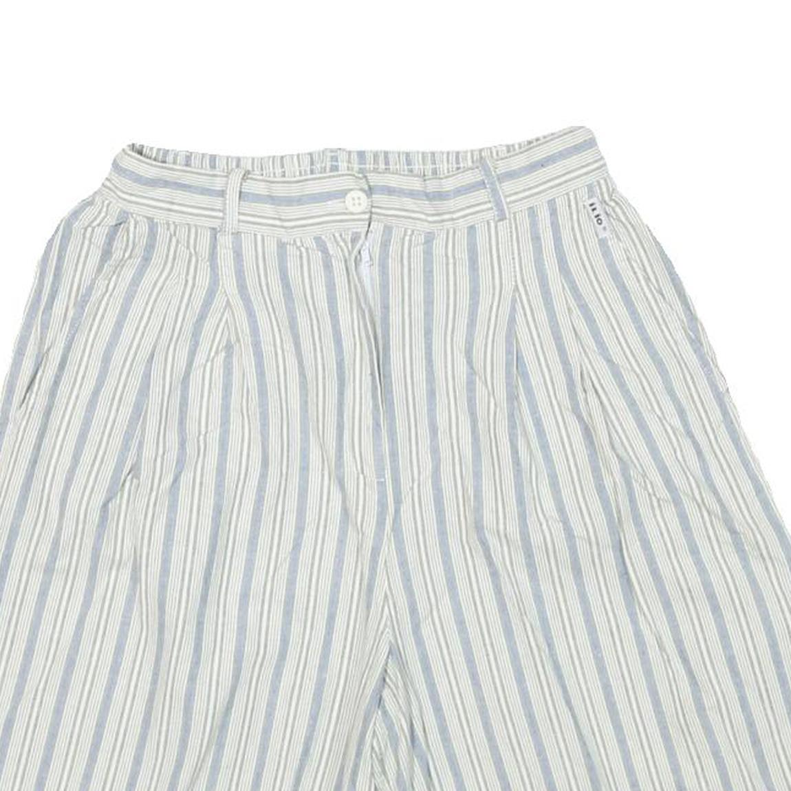 ILIO Womens Shorts White & Blue Striped Casual XXS W24 Cotton Blend